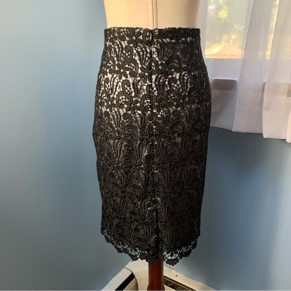 Ann Taylor Black Lace Pencil Skirt with Silver Lining - Picture 2 of 6